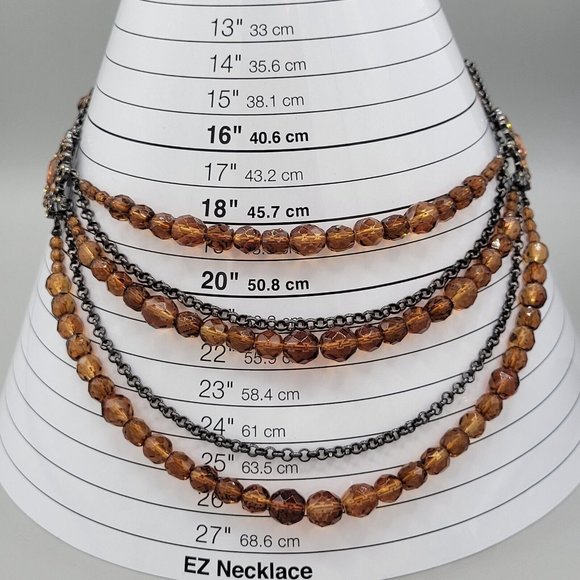 New York Co Signed Womens Brown Beads Multi Strand Necklace Gunmetal Tone 18 in - Picture 9 of 9
